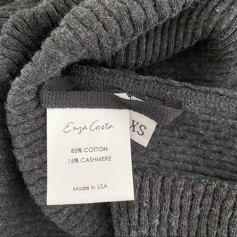 Enza Costa Cashmere Ribbed Henley Charcoal - Picture 4 of 14